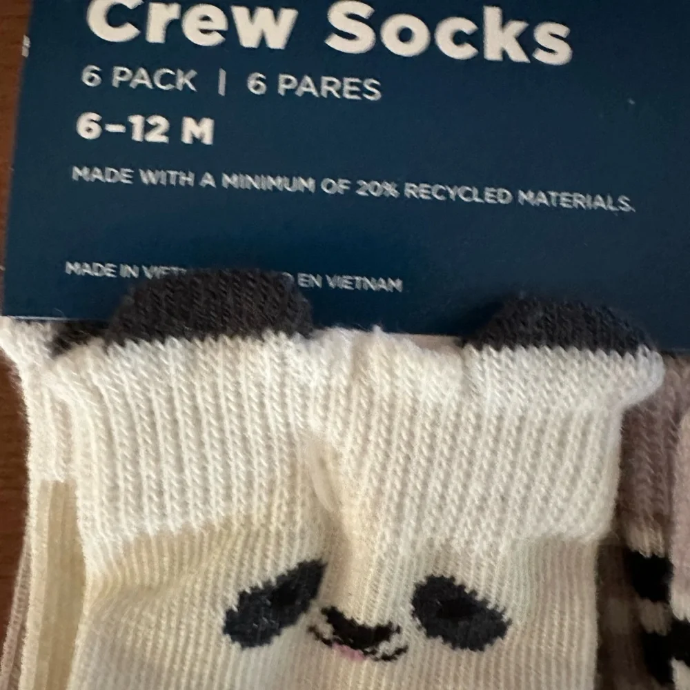🌵3/$15 Girl’s 6 pack gripper panda koala crew socks 6-12 months